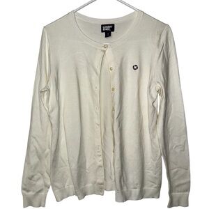 Chase Lands' End Women Cream Cardigan Sweater Lightweight Knit Ivory (S)